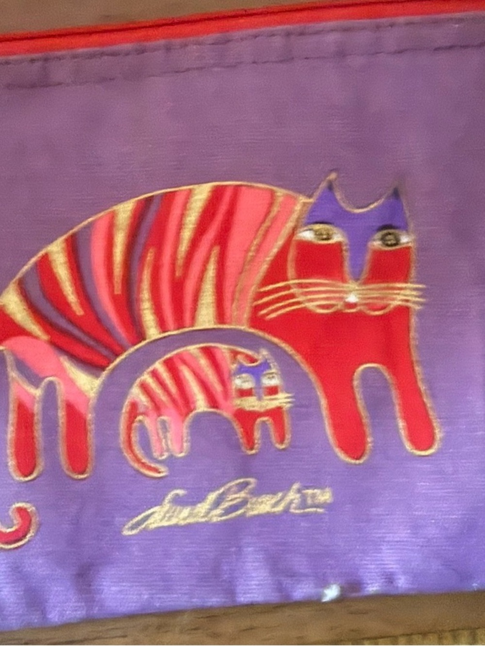 Laura Burch Colorful Cat Tote Bag - Purple & Red -